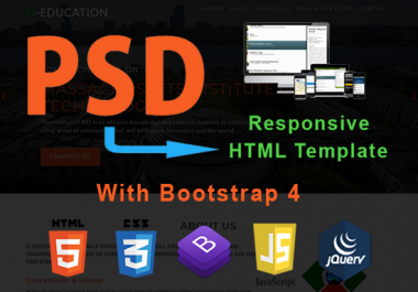 Convert PSD to HTML with Bootstrap 4 & Responsive Design