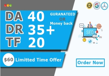 Increase Your Website Domain Authority DA40+ Domain Ratings DR35+ and TF20 In 30 Days