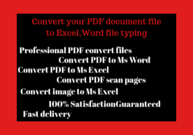 Convert your PDF document file to Ms Excel, MS word files
