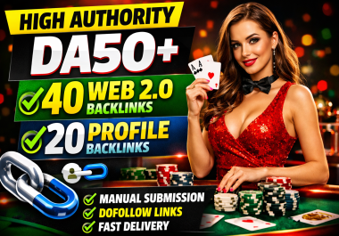 I will create high authority da50+ 40 web 2.0 backlinks 20 profile backlinks