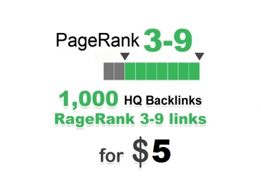 Create 1000 High Quality Backlinks from PR3 to PR9 Domain Only