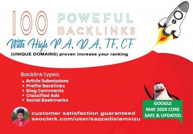 Increase Ranking with 100 Unique Domain High Authority Backlinks