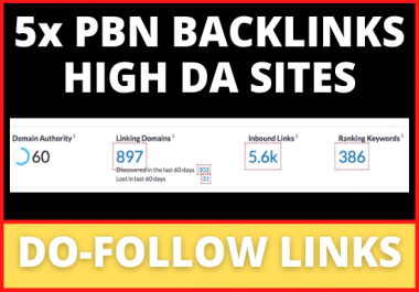 5x PBN DoFollow Backlinks On High DA Sites