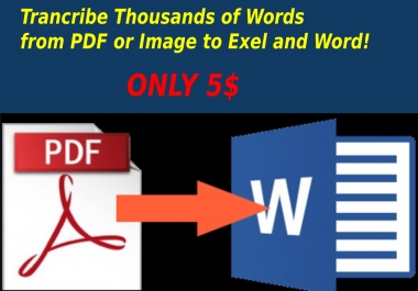 transcribe thousands of words from PDF or image to words