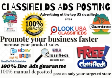 Create 50 Ads posting or Clasified Ads posts HQ UK USA CANADA websites