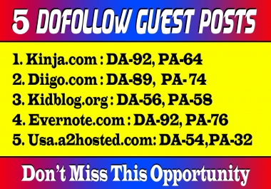 5 Dof0llow Guest Posts on High DA Sites with Unique Content