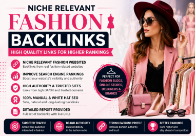 I will do 5-10 niche relevant fashion backlinks off page seo
