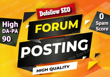 Manually create 20+ Forum posting High da-pa90 0 spam score 0 SS Forum posting backlinks