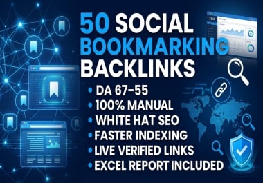 I will do 50 manual high DA bookmarking submissions for SEO ranking