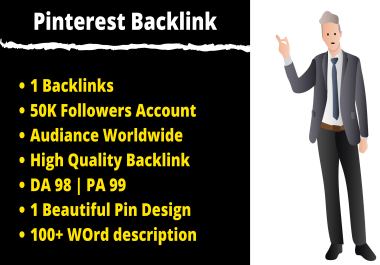 Pinterest 1 High Quality Backlink On 50k Followers Profile