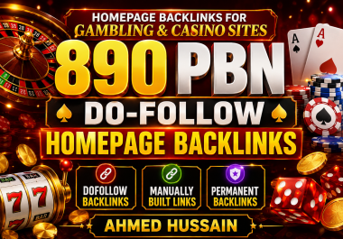 Rank 1 with 890 Premium PBN Do-Follow Homepage Backlinks High DR/DA for Gambling & Casino Sites