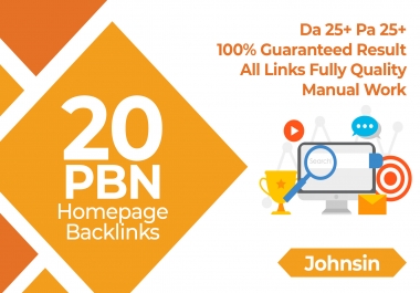 Create 20 PBN High Da 25+ Pa 25+ TF 20+ CF Homepage Backlinks Dofollow Permanent