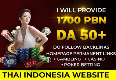 Rank your website 1700 PBNs DA50+ CASINO Poker Slots Esports Betting Jackpot Gambling