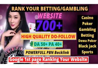 Ranking Your Site 700 PBNs Homepage Backlinks High DA/DR 50 Gambling Casino Sports & Betting Ufabet