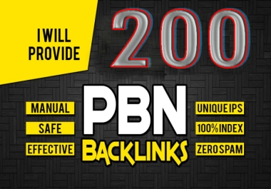 I Will Provide 200 PBN High Da 50+ Pa 30+ Homepage Backlinks Dofollow Permanent