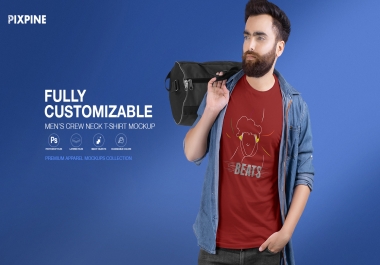 Men's Crew Neck T-Shirt Mockup - Set of 8