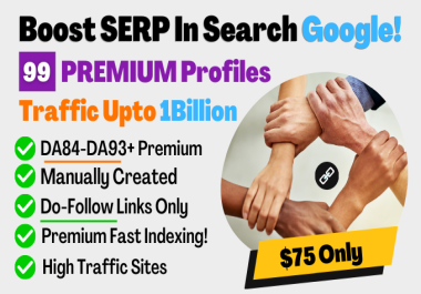 Boost SERP In Google 99 High Metrics PREMIUM Profiles And High Traffics Dofollow Backlinks