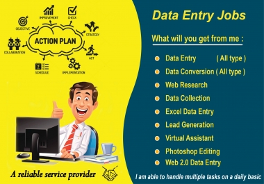 I will do any kind of Data Entry most accurately.