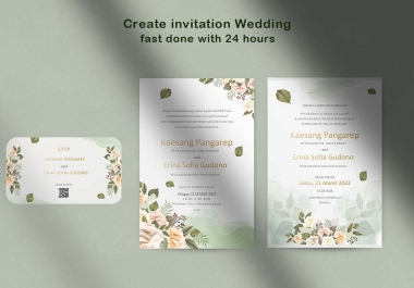 I will create a beautiful wedding invitation with 24 hours