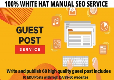Write and publish 60 high quality guest post includes 10 EDU Posts with high DA 99-60 websites