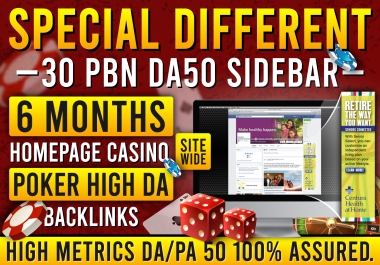 Special Different 30 PBN DA50 Sidebar 6 months Homepage Casino Poker High DA Website