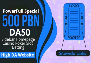 PowerFull Special 500 PBN DA50 Sidebar Homepage Casino Poker Slot Betting High DA Website