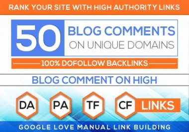 Best High Quality 50 Blog Comments Backlinks High DA Links