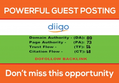 Write and publish guest post on DIIGO with permanent Dof0llow backlink DA89 PA73