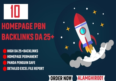 I will build 10 permanent homepage pbn backlinks DA 25+
