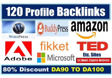 I will create 120 white hat authority profile backlinks from amazon, adobe, microsoft