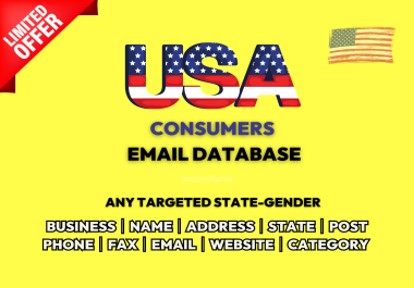 USA Active Email List,  USA Consumer B2C Database,  Any Target State