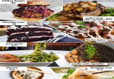 I will make a menu design your Food&drink company