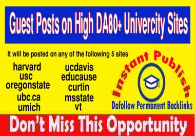 Publish 5 Guest Posts on High DA80+ Univercity Sites