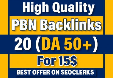 Build 20 DA 50+ Aged PBN Home Page Dofollow Backlinks