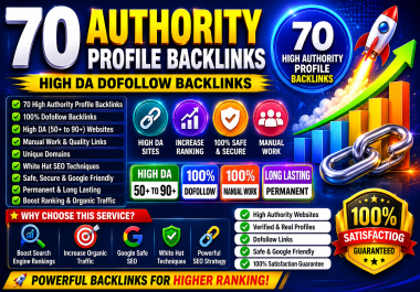 70 Authority Profile Backlink Service - High DA Dofollow Backlinks