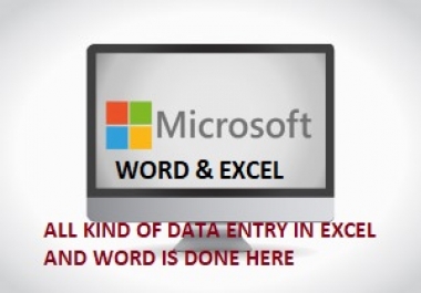 Data Entry in MS Excel and MS Word