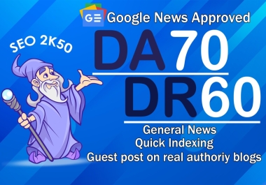 Write & Publish a Guest post on DR 60+ & DA 70+ Homepage do-follow Google News Approved Website