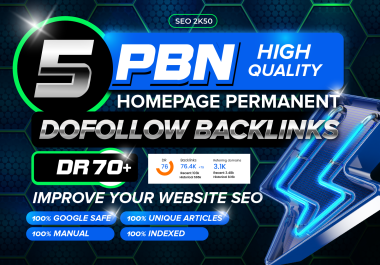 Build 5 PBN high DR 70+80 to 50+ permanent do follow backlinks
