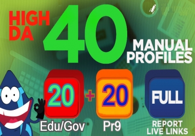 Manually 40 High Domain Authority SEO Profile Backlinks Service