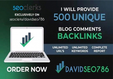 Build 500 Unqiue Domain DoFollow Blog Comments Backlinks in High DA PA