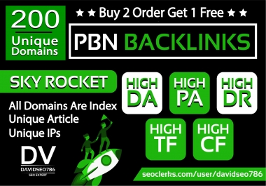 I will provide 200 Unique Domain High Quality PBN Backlinks in High DA PA