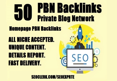Strong 50 Homepage Do-Follow PBN,  All DA50+ To Improve Your Website Ranking