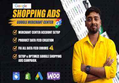 I will set up google merchant center and shopping ads campaign