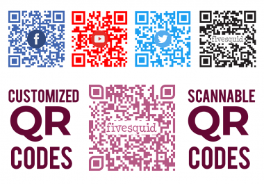 create 2 custom scannable print ready qr codes with your logo