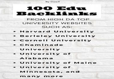 100 EDU & GOV Backlinks From High Authority Website