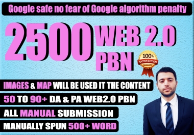 2500 Hq DA 50+ web2.0 PBN Links Increase Domain Authority in your website ranking