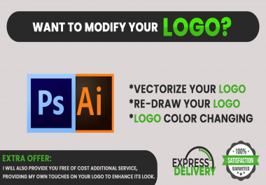 I will redraw your logo,  modify your logo
