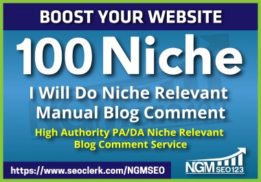 100 Niche Relevant Blog Comment Backlink seo