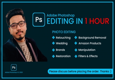 I'll do any Photoshop editing and Remove Background of Premium Quality