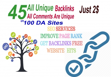 I will Do 45 All Unique Backlinks 100 DA Sites